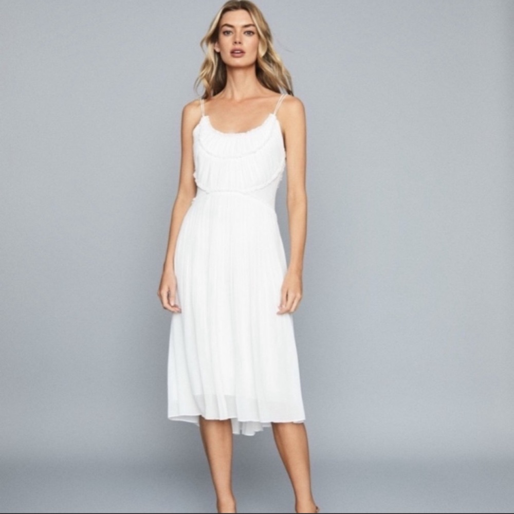 Reiss Thora Pleated Chiffon Dress 10